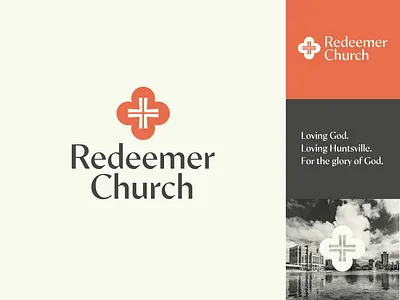 Redeemer Church Branding brand branding christian church church logo churches city cross god huntsville logo modern orange redeemer reformed religious symbol traditional trinity vintage
