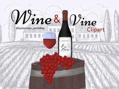 Wine & Vine clipart and printables canva clipart crayon art custom digital sticker free graphic design illustration invitation menu postcard printable procreat tools unique useful vine wine