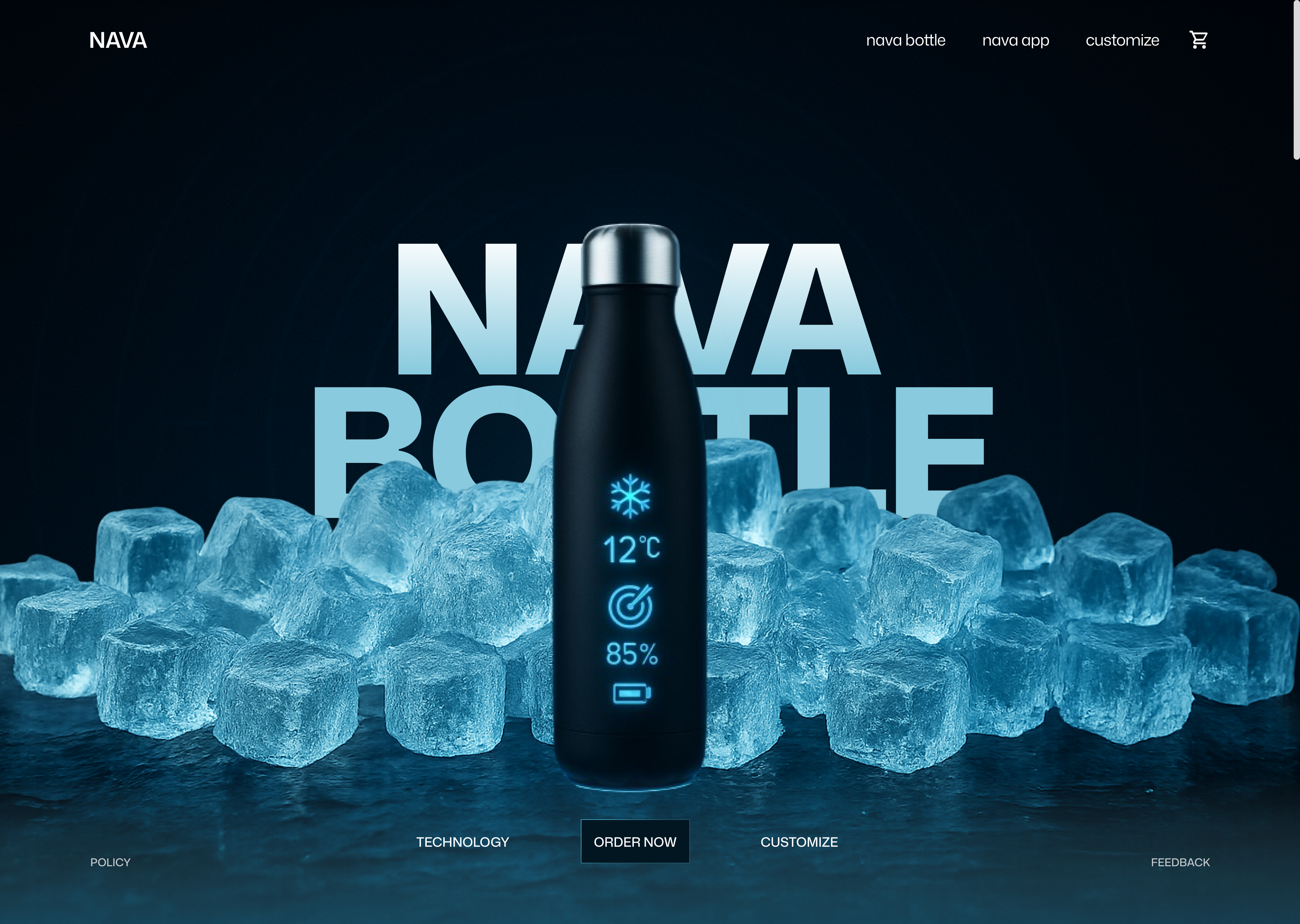Nava Bottle - Parallax Effect Landing Page animation bottle ui design bottle ui web bottle web design parallax effect ui web design