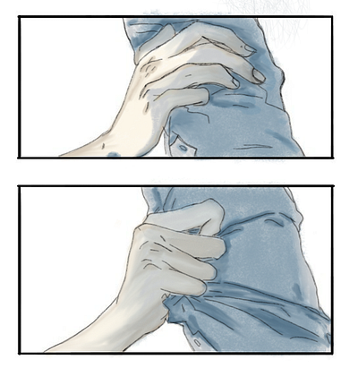Hold On Tight anime style blue tones close up moment connection emotional art expressive hands gentle grip hand illustration holding on human connection manga style quiet emotions relationship art sleeve grab soft colors subtle emotions symbolic touch tender moment visual storytelling webtoon inspired