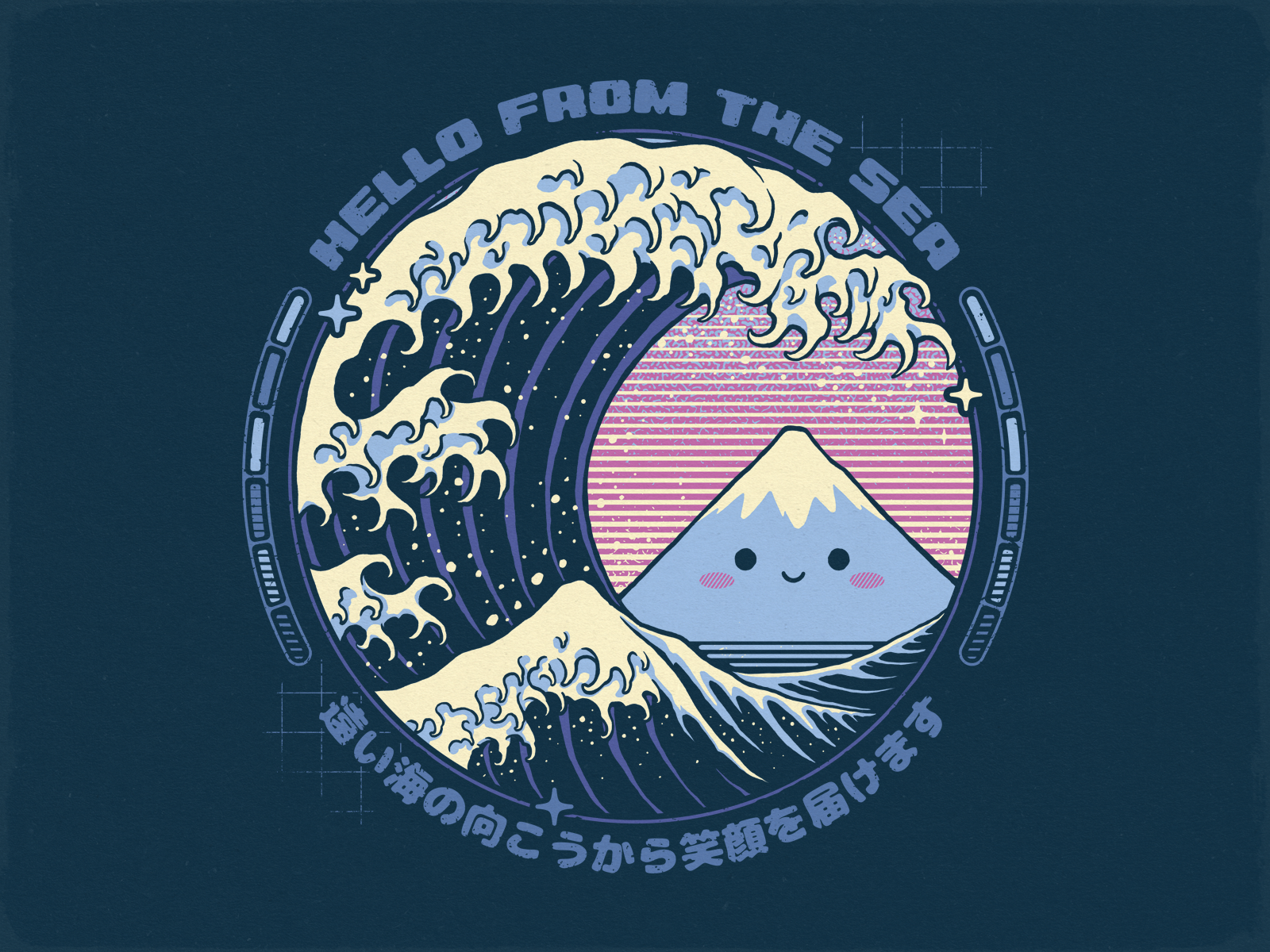 Hello Wave cartoon design illustration kawaii logo t shirt tee typography vector