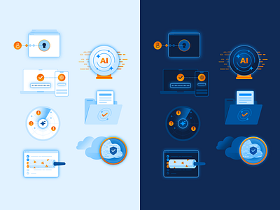 Cybersecurity Spot Illustrations ai branding cloud cloud security cybersecurity devops icon illustration illustration set spot illustration threat