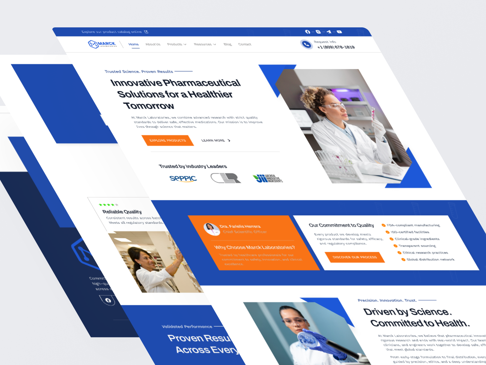 Marck Laboratories - Pharma Laboratory Landing Page branding design laboratory landing landing page logo pharma ui website