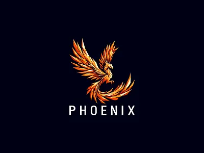 Phoenix Logo animal bird branding design energy fire flames flying identity illustration logo mark phoenix phoenix logo rebirth sports symbol vector wings