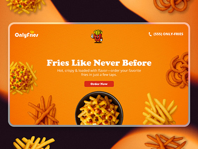 OnlyFries – Modern Food Delivery Landing Page UI fast food website design food delivery food service fries design landing page online ordering responsive design restaurant website design ui design user interface design ux design web design website design