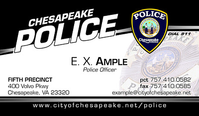 Chesapeake (Virginia) Police business card template business card chesapeake law enforcement modern police va virginia