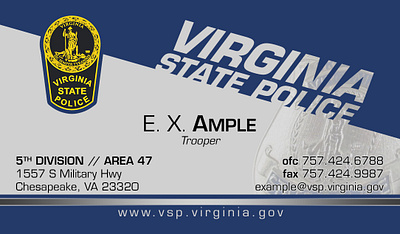 Virginia State Police business card template business card law enforcement police state police template virginia virginia state police