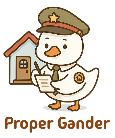 Proper Gander app logo app drawing gander goose home house logo pencil proper gander property property management stamp