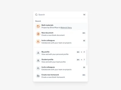 Search - Command+K admin component dashboard design ui ux web