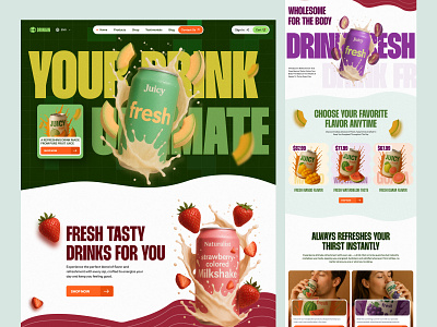 DRINGIN - Drink eCommerce Store amazon beverage branding design drink ecommerce elementor landing mockup online page shop shopify store ui webflow website wordpress