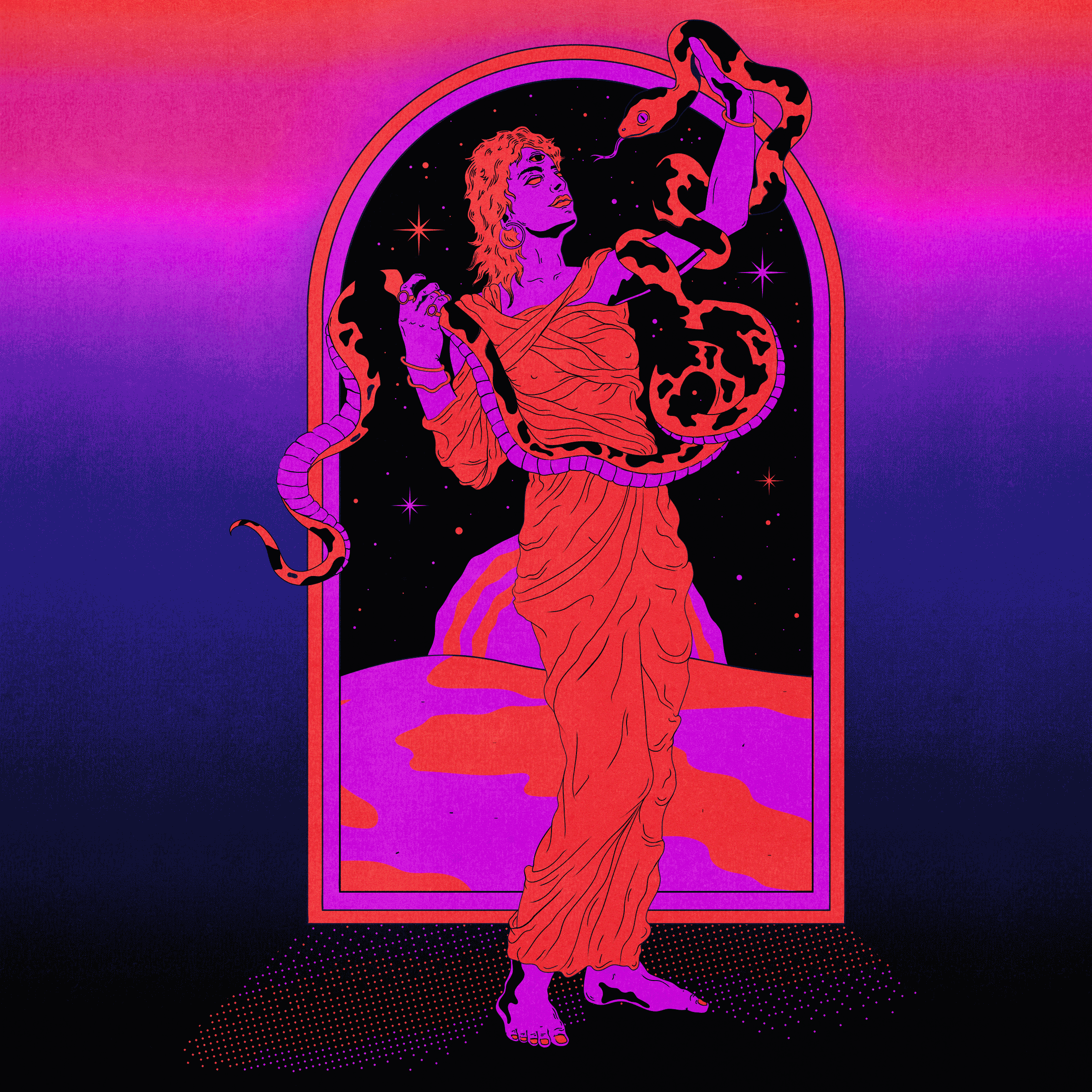 Temptation 2d animation art design editorial design flat gif graphic design hand drawn illustration motion graphics psychedelic retro surreal trippy vector vintage web3