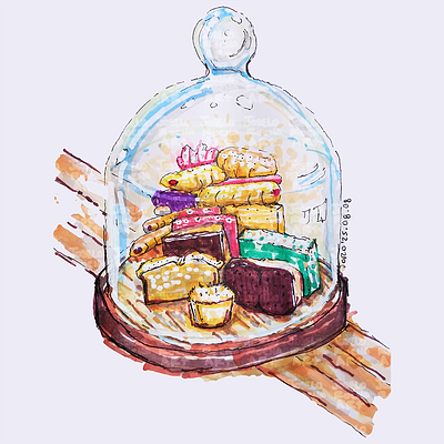 Desserts Under Glass Dome quirky