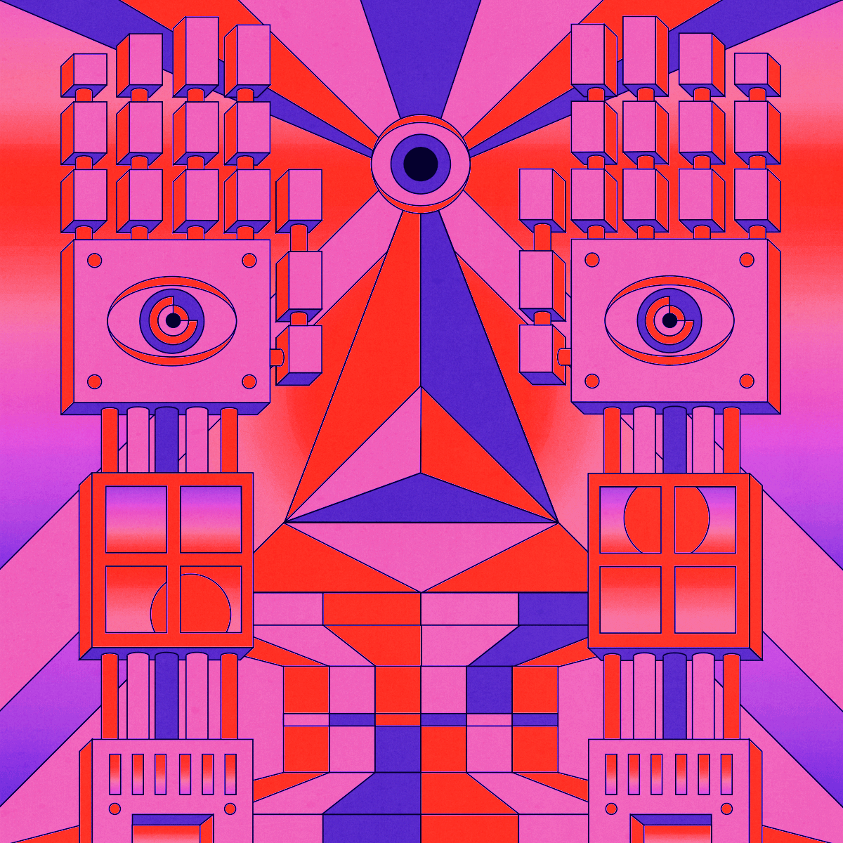 Trapped Cyborg 2d animation animated animation art colors cyborg graphic design graphics illustration motion motion graphics nft psychedelic retro robot surreal trippy vector