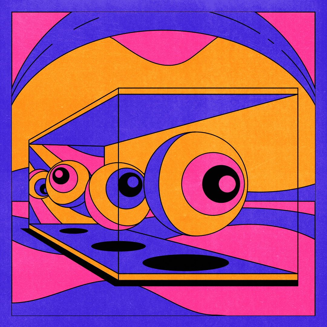 Mundo de los Ojos 2d animated animation art colors design editorial art eyes flat gif graphic design illustration motion graphics ojos psychedelic retro trippy vector vintage