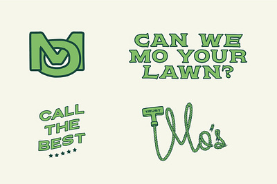 Mo's Lawn Care blades of grass brand branding call the best design graphic design icon illustration lawn care lawn care logo lawn maintenance logo logo design logo designs primary logo pull chord rope design secondary logos vector