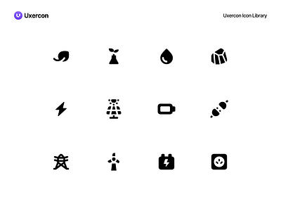 Energy & Electricity - Uxercon Icon Library animation battery design eco electric electricity figma generator icon icon design iconography logo power renewable technology ui uiux ux uxercon