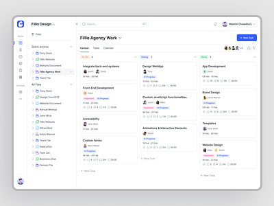 Clorio - Task progress tracking design agency ai clean ui dashboard khanban portal process progress saas saas kanban task to do track tracking ui uiux webapp work