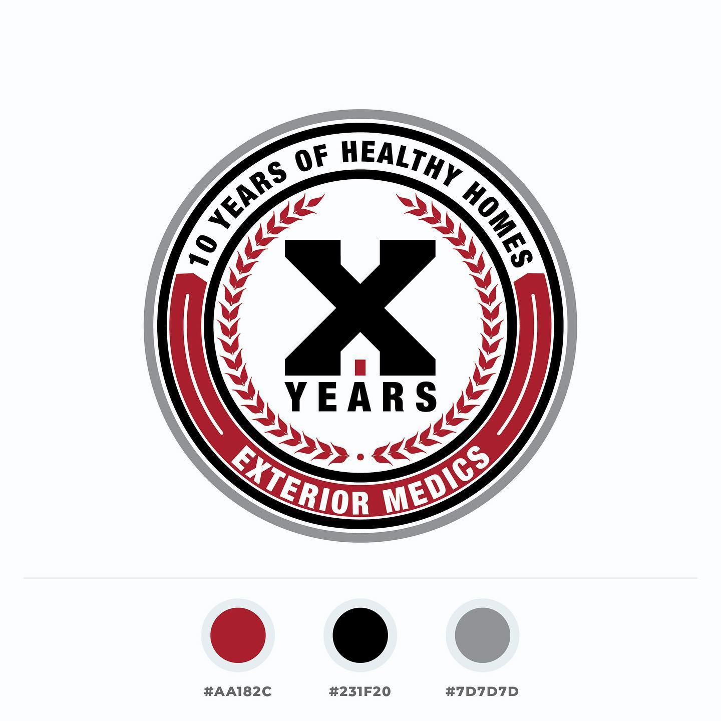 Exterior Medics 10 Year Anniversary Logo branding graphic design logo