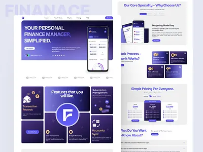 Finance App Landing Page branding cypto figma finance finance app landing page ui uiux web website