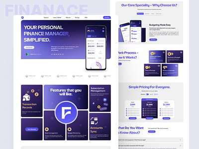 Finance App Landing Page branding cypto figma finance finance app landing page ui uiux web website