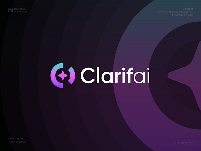 Clarifai - Letter C, Spark/Star, Artificial Intelligence Logo ai artificial intelligence brand identity branding c gradient gradient logo identity letter c letter mark logo logo design mark modern modern logo spark star symbol tech timeless