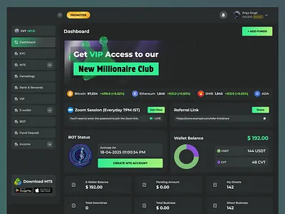 Crypto Investment Dashboard-Swan Design Agency appdashboard cryptoapp darkthemeui dashboard dashboardui designinspiration designtrends dribbbledesign fintechdesign interactiondesign interfacedesign mobileappdesign uidashboard uidesign uidesigndaily uidesigner uiux uxdesign walletui webappdesign