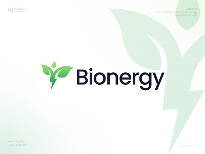 Creative Leaf, Human and Thunder Bolt, Energy Logo branding energy gradient human icon identity leaf logo logo design mark modern modern logo sbrand identity symbol thunder bolt timeless