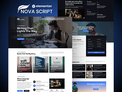 Nova Script – Book Author & Writer Elementor Template agency author book book store book writer design ebook elementor landing page landingpage literature mordern novelist publisher trending ui webdesign wordpress writer