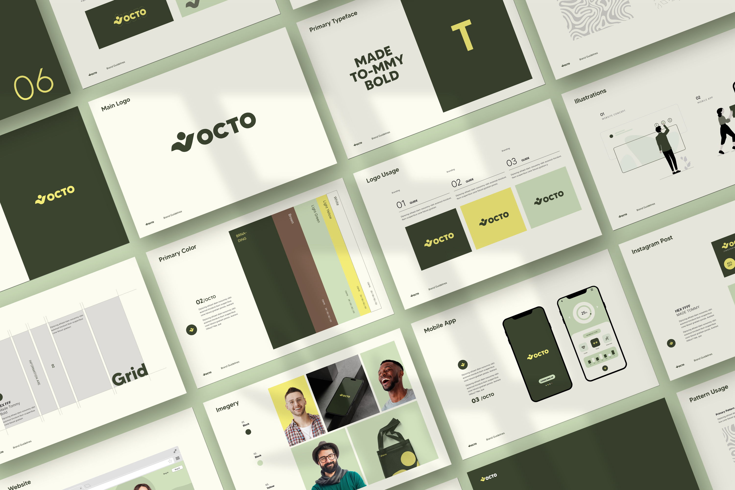 OCTO-Brand Guideline A4 Landscape a4 brand guideline branding color indesign logo octo print typography vector