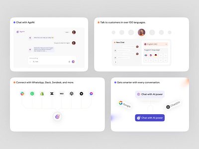 AI Agent Support – Bento Card Design bento card design interface minimal popular product startup ui ui cards ux web