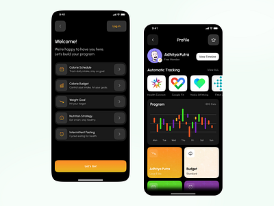 Onboarding & profile Page - Mobile App app app design dark ui ios minimal design mobile app mobile app onboarding onboarding profile profile page profile setting saas settings splash screen ui design uiux user user profile