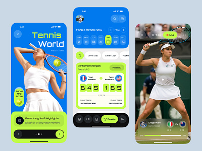 Tennis Match Reports | Sports App UI app app design ios live scores match reports mobile mobile app player stats real time updates sports sports app sports app ui sports mobile app tenis tennis app tennis mobile app