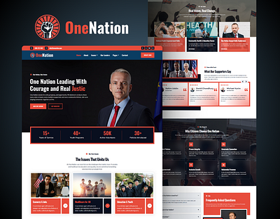 One Nation - Political Party Elementor Template Kit branding campaign candidate design election elementor event government landing page landingpage municipal political political campaign political party politician professional ui voting webdesign wordpress