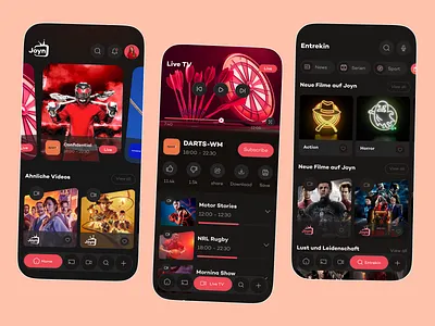 Movie Streaming Mobile App app design app interface entertainment app ios app live streaming minimal mobile app movie app music app short videos social media app streaming app tv app ui design video app video streaming app