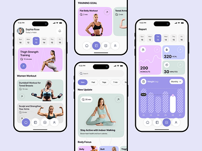 Workout Tracker & Personal Training App UI | Smart Fitness App app design fitness fitness app fitness tech health and fitness mobile mobile app personal trainer personal training app workout app workout planner