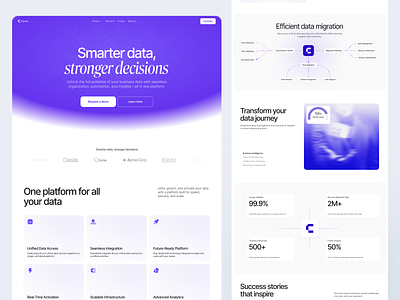 Data management platform website design interface product service startup ui ux web website