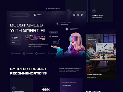 AI-Powered E-commerce Dark Futuristic Landing Page ai artificial intelligence dark ecommerce ecommerce design ecommerce website ecommerce website design futuristic landing page shopping shopping cart tech technology ui