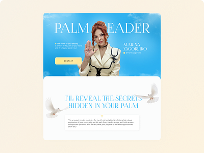 Landing page design for Palm reader Marina Zagorulko | Website design first screen footer palm palm reader ui uiux ux web design website
