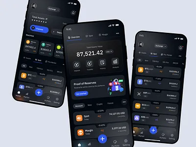 Crypto Wallet Assets page blockchain app crypto app crypto app design crypto assets crypto banking crypto exchange crypto mobile crypto payments crypto wallet crypto wallet app darkmood exchange app mobile app wallet app