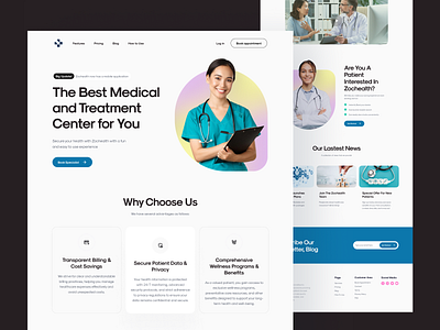 Zochealth website design booking website health website healthcare hero section landing page design medical minimal ui ux