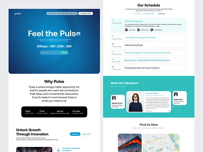 Pulse – Event Landing Page Website Design interface product service startup ui ux web