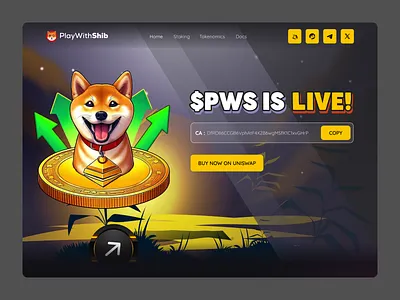 Meme Coin Presale & Staking Website Design | PlayWithShib ($PWS) crypto cryptotoken landingpage meme memecoin memetoken presale staking swap token ui ux website