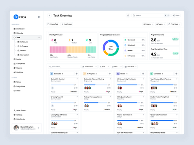 Task Management Dashboard - Task Page clean dashboard kanban management minimalist modern productivity project project management schedule task task list task management task manager team collaboration tracking uidesign uxdesign website work flow
