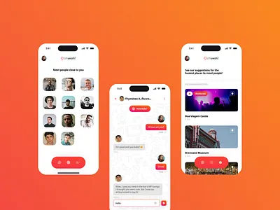 Local Dating App app chat dating grid list location mobile nav navigation people ui