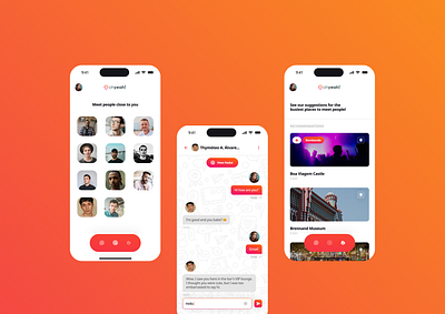 Local Dating App app chat dating grid list location mobile nav navigation people ui