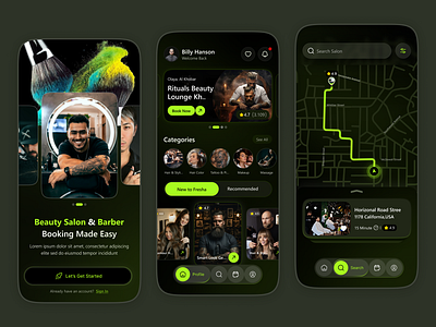 Beauty Salon & Barber Booking App UI android app barber shop beauty app beauty salon design booking app design hair saloon hair stylist ios mobile salon salons services ui ux ✔️ barber booking app
