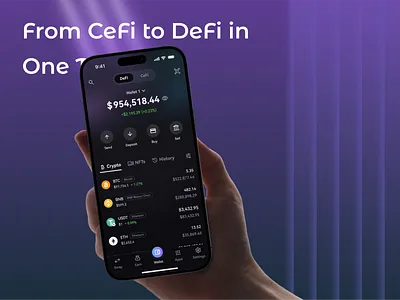 💳 Crypto tap wallet From CeFi to DeFi in One Tap. app crypto app crypto currency crypto wallet cryptocurrency app defi app defi app design digital wallet fintech app ui ios mobile app design modern ui swap app interface trading user interface wallet app wallet ui