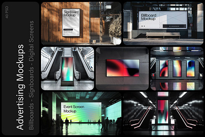 City Advertising Mockups Bundle advertising mockup billboard mockup bus stop mockup city advertising mockups bundle city mockup digital screen display mockup mockup bundle outdoor mockup signboard subway mockup urban mockup