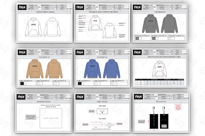 Unisex Oversized Hoodie Techpack Template for Clothing Brands hoodie production cost sheet
