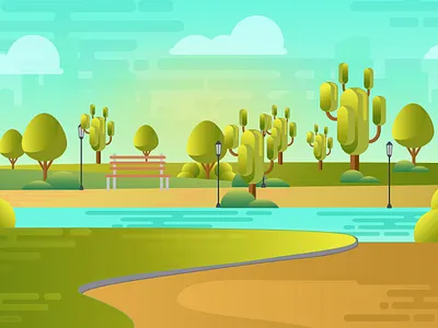 Lush Green Mountains Nature Landscape Illustration design illustration vector art